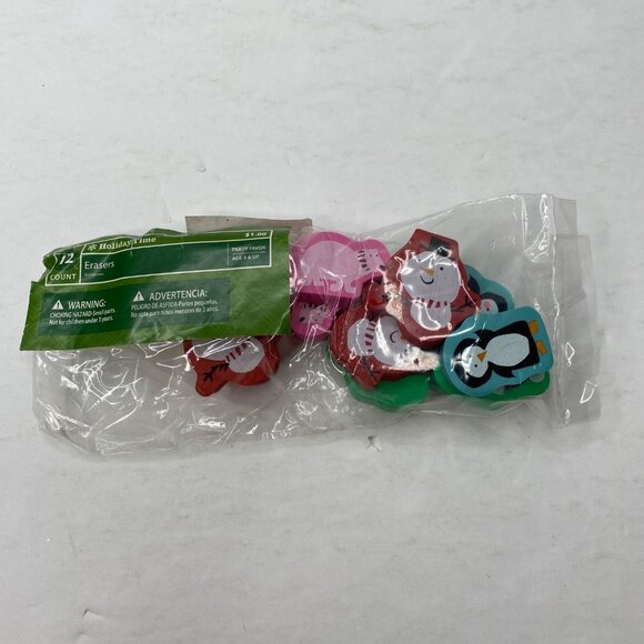 Holiday Time Christmas Party Favor Set Penguins Santa Snowmen Pencils Straws - Picture 6 of 7